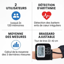 Tensiomètre électronique brassard adulte avec lecture d'arythmie 