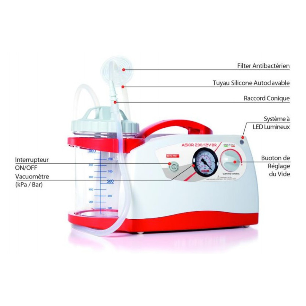 Aspirateur de mucosités New Askir 230/12v bocal 1L