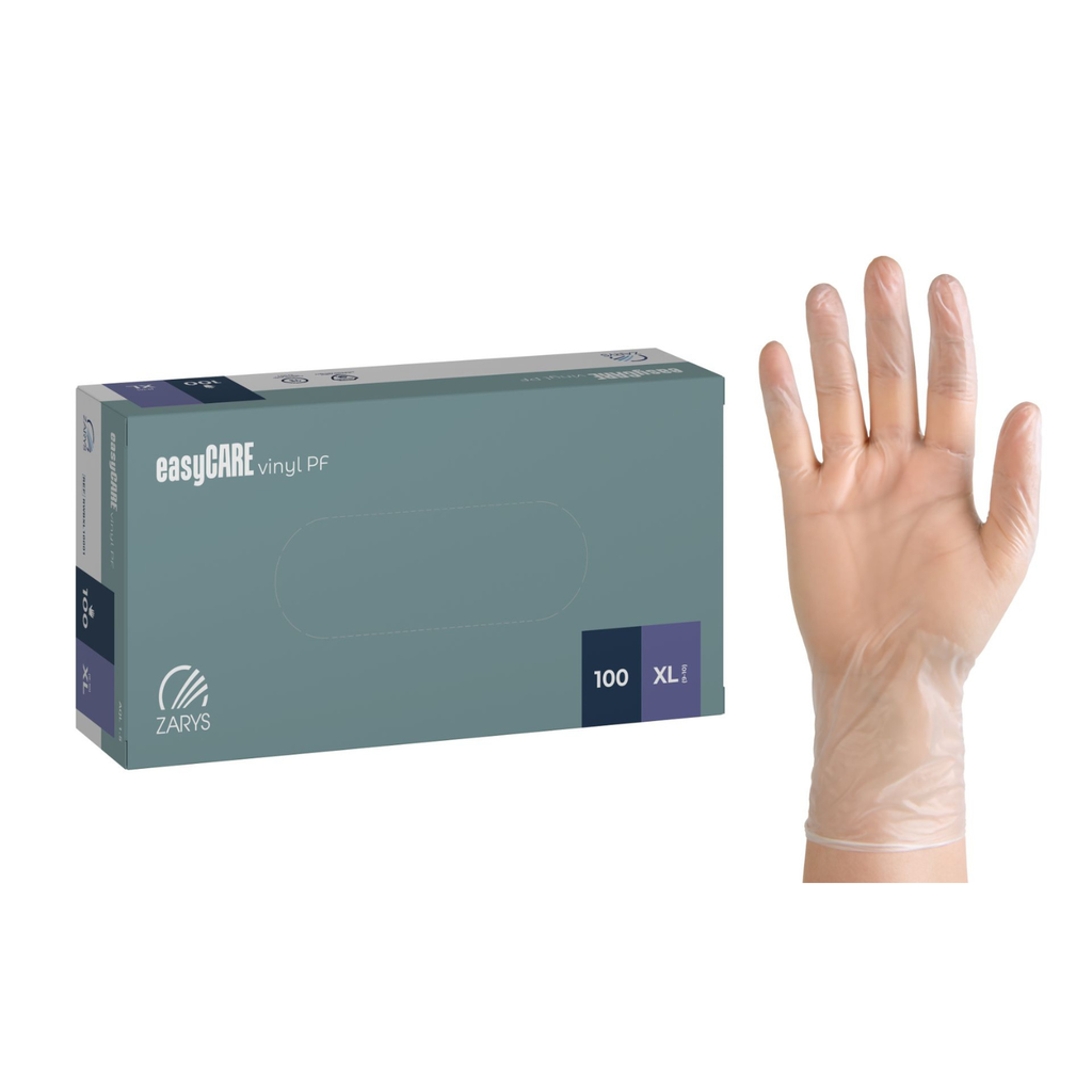 Gants vinyle non poudrés, boîte de 100, taille XL 9/10