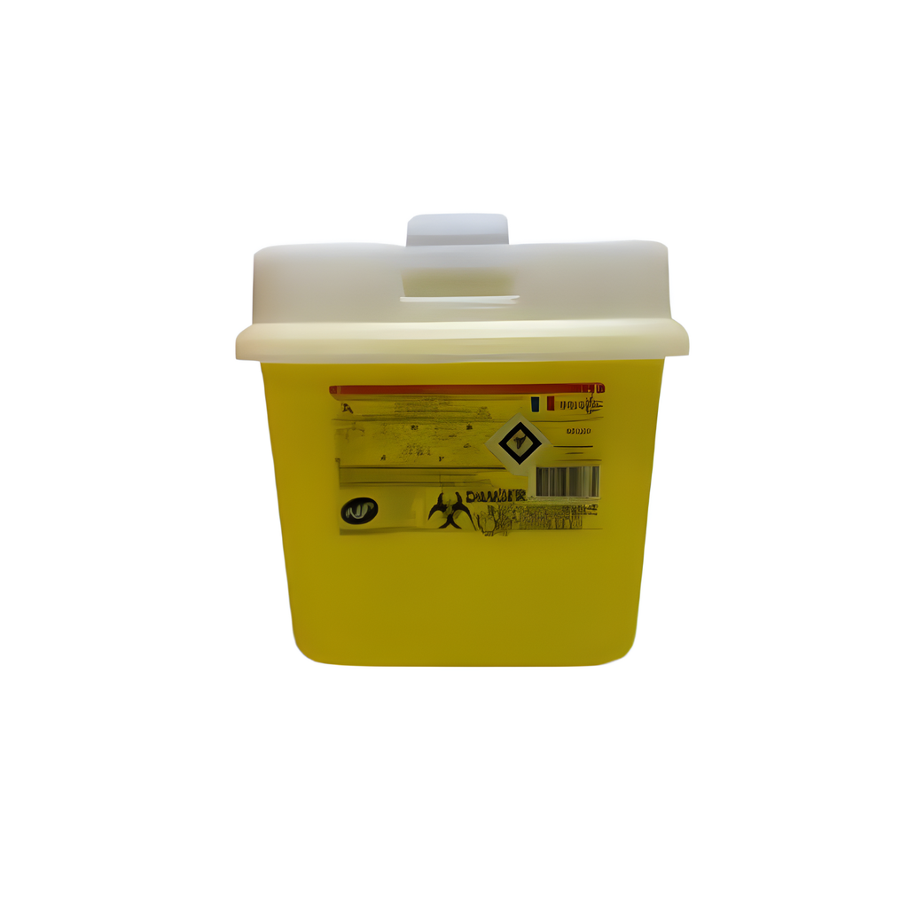 Collecteur d'aiguilles usagées DASRI, polypro. jaune 3 litres