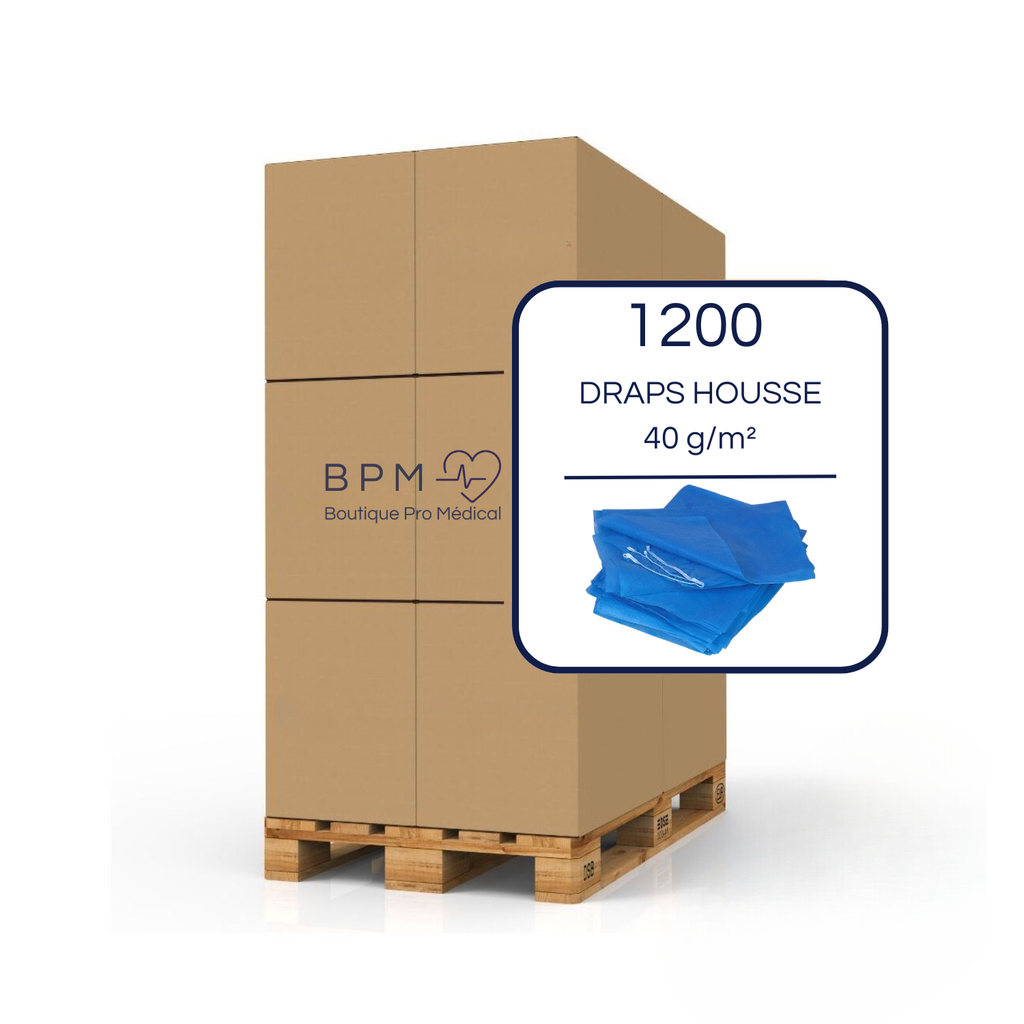 Palette de 1200 draps housse bleu à usage unique 40g/m² 