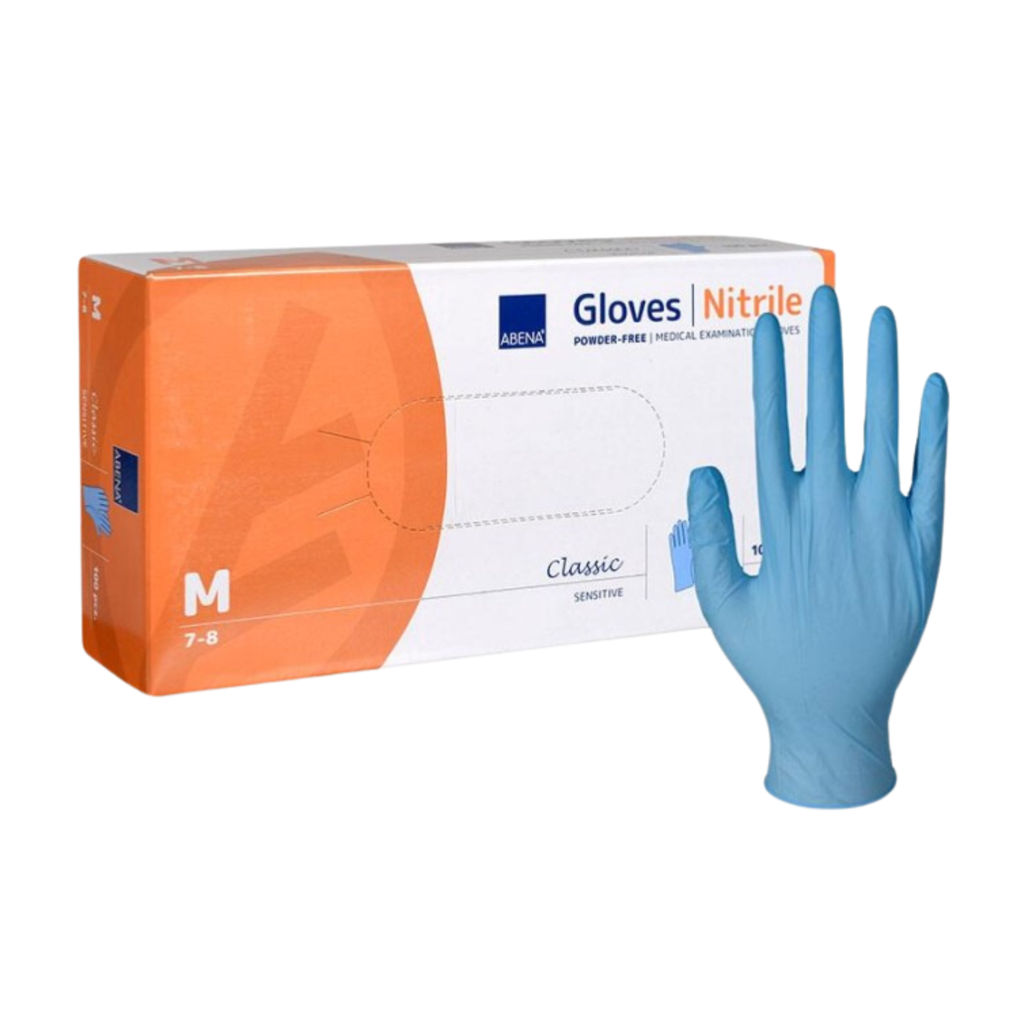 Gants Nitrile non poudrés, boîte de 100, taille M 7/8 ABENA