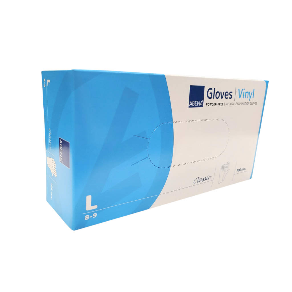 Gants vinyle non poudrés, boîte de 100, taille L 8/9 ABENA
