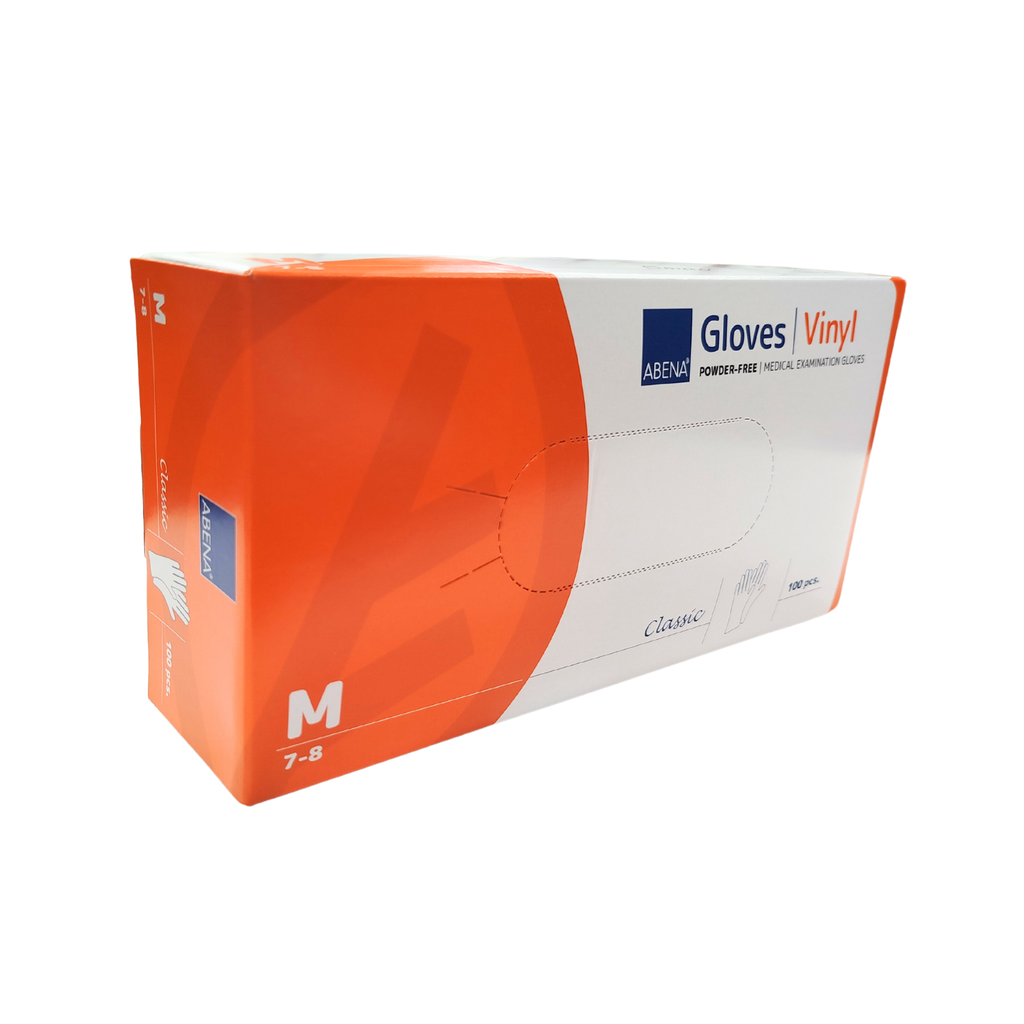 Gants vinyle non poudrés, boîte de 100, taille M 7/8 ABENA