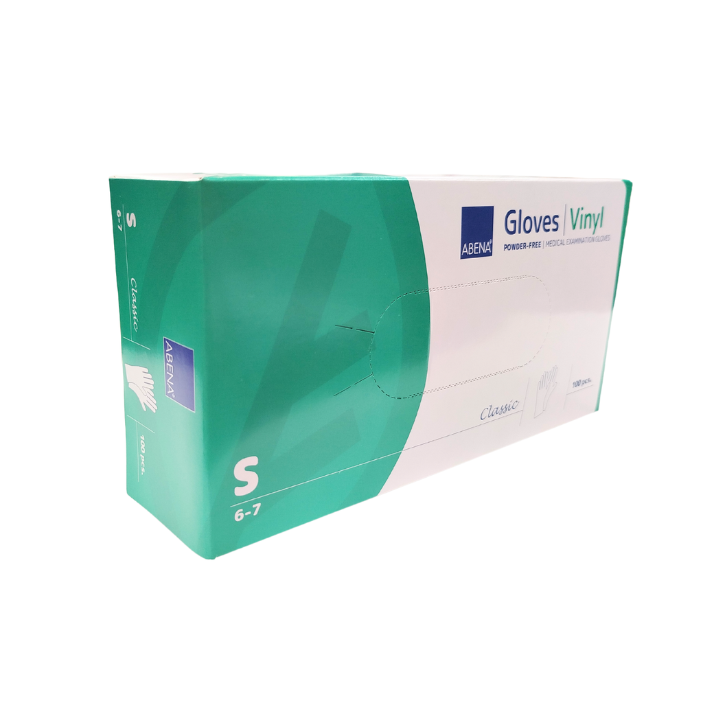 Gants vinyle non poudrés, boîte de 100, taille S 6/7 ABENA