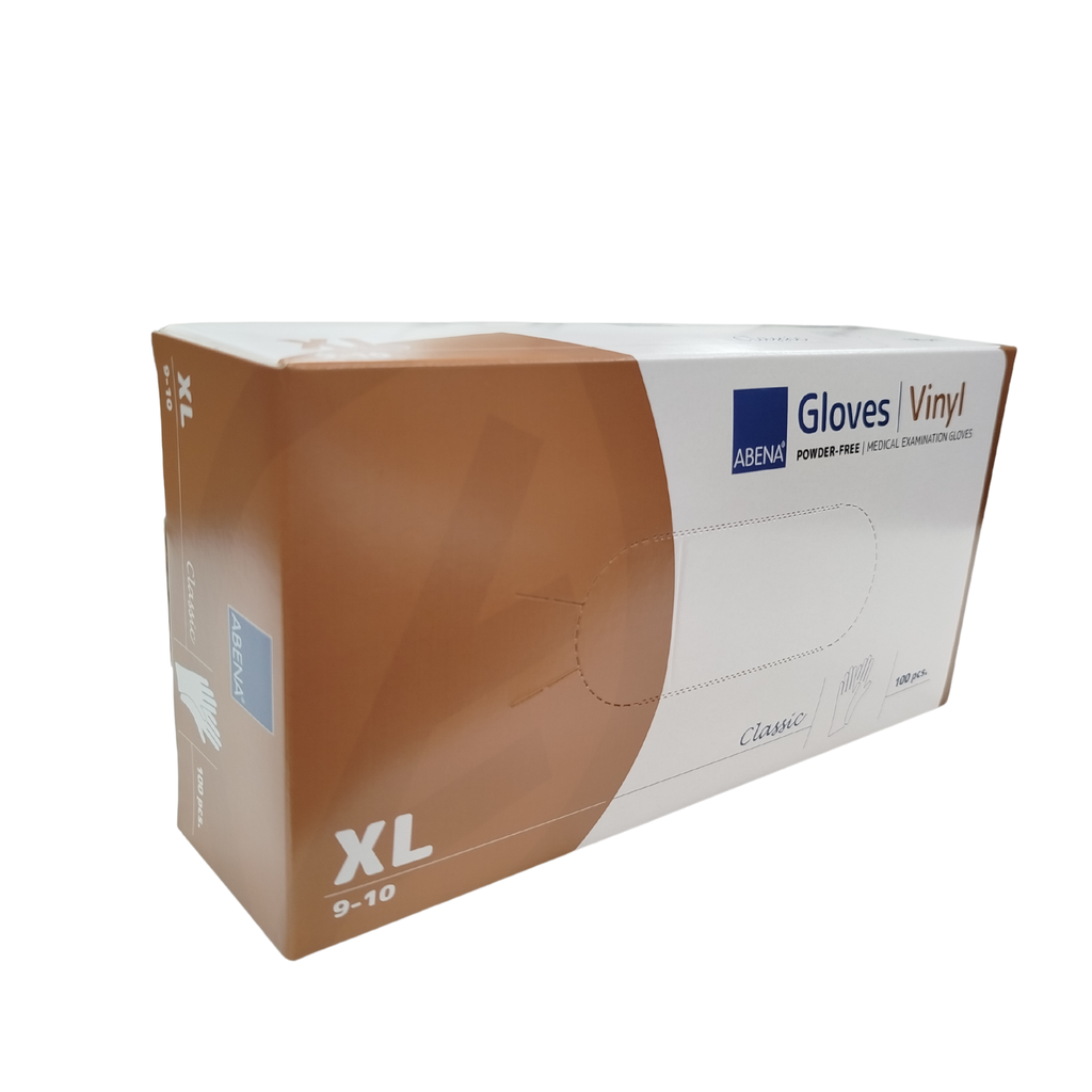 Gants vinyle non poudrés, boîte de 100, taille XL 9/10 ABENA