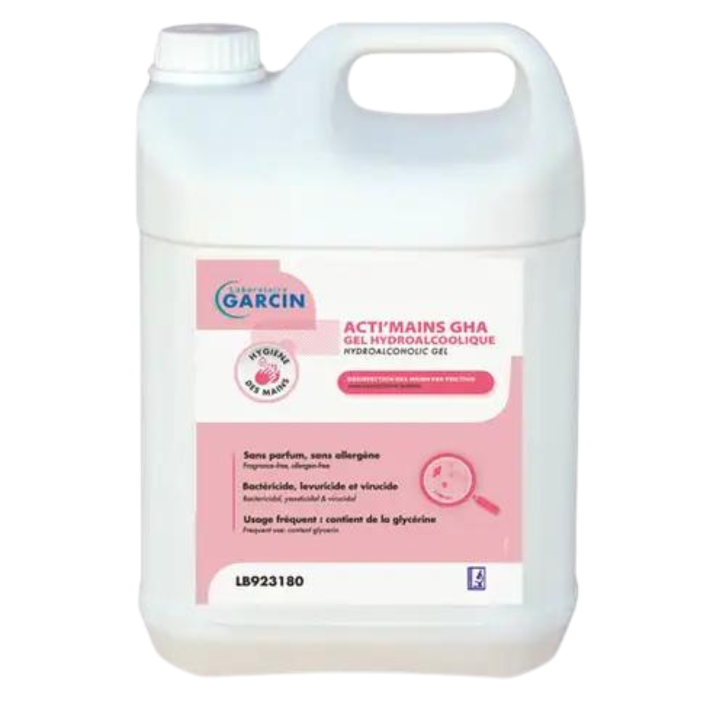 Gel hydroalcoolique désinfectant des mains, bidon 5 litres 