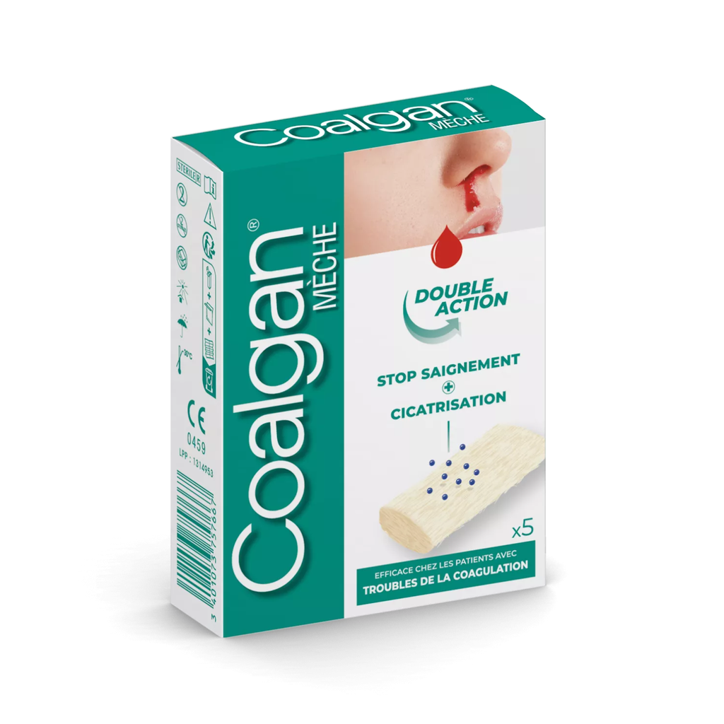 Mèche hémostatique Coalgan pour le saignement du nez (boite de 5)