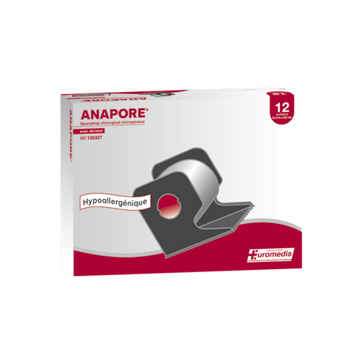 [ERM-SAHD] Sparadrap /  Ruban Adhésif hypoallergénique, 2,5cm x 9m avec dévidoir, boite de 12