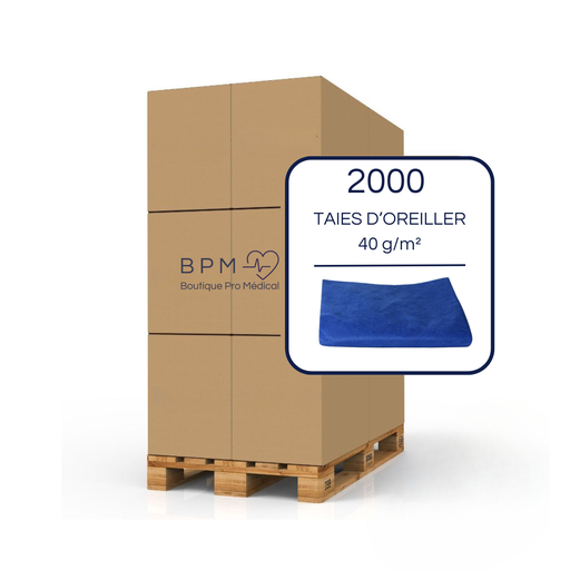 [ABE-PTO] Palette de 2000 taies d'oreiller usage unique, 65 x65, 40g/m² Bleu