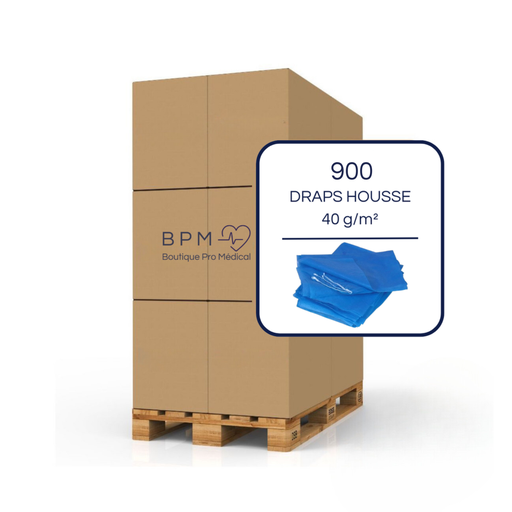 Palette de 900 draps housse bleu à usage unique 40g/m²  